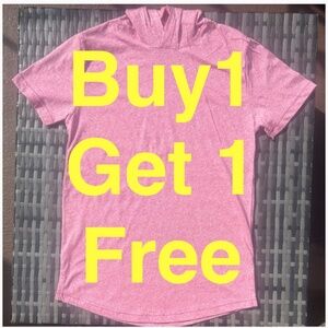 BOGO Size Sm Next Level Apparel Unisex Heather Pink Short Sleeve Hoodie Tee NEW